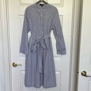 J. Crew Blue and White Striped Shirt Dress